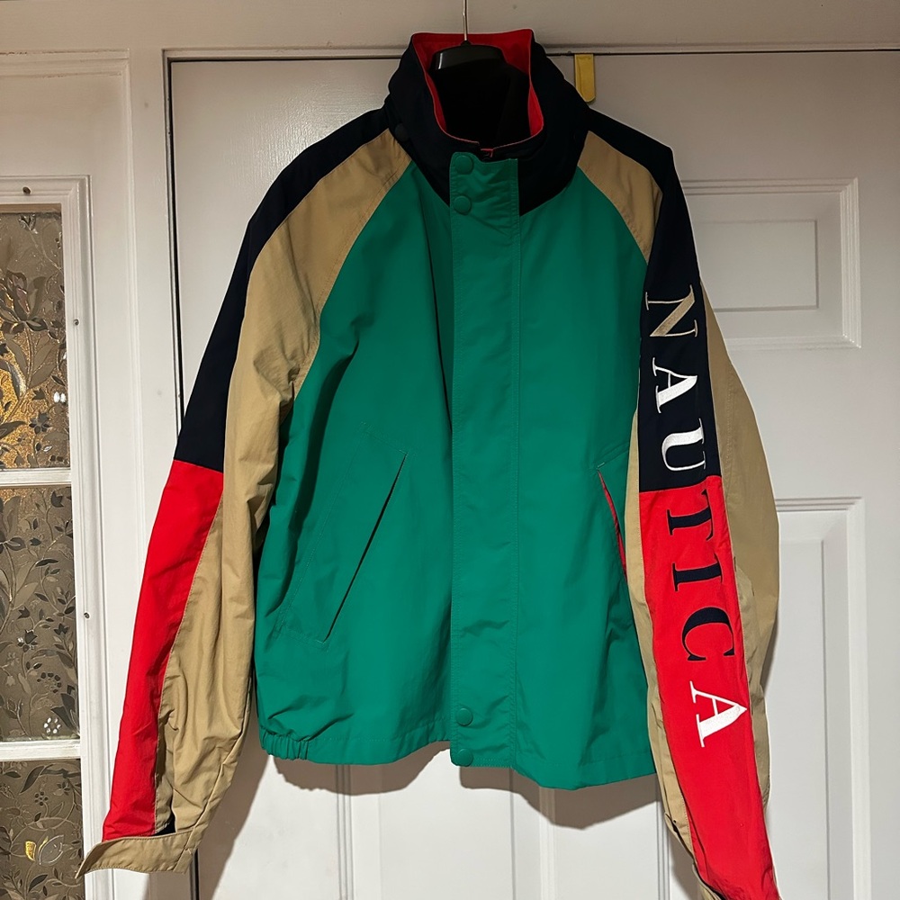 Nautica Men's Green and Red Windbreaker